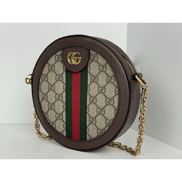 Gucci GG Supreme Monogram Web Mini Ophidia Round Shoulder Bag - Picture 1 of 16